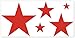 Wall art sticker stars -set of 5 (st4) --32-light red