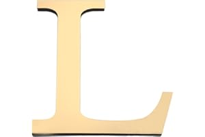 PATIKIL 7.87 Inch 3D Acrylic Alphabet Mirror Wall Stickers Letter l Self-Adhesive Home Decor Letter Sign Art Sticker Decal for DIY Home Decoration Light Gold