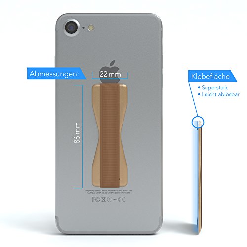 Smartphone Finger Halterung, Handy Griff, Smartphonehalter, Selfie Handyhalter, Fingerhalterung von EAZY CASE, Gold