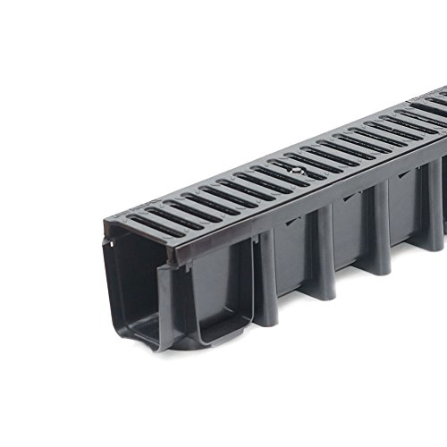 3m Entwässerungsrinne Tiefe 148mm Belastungsklasse C250, Gußrost komplett SET (schwarz) - 2