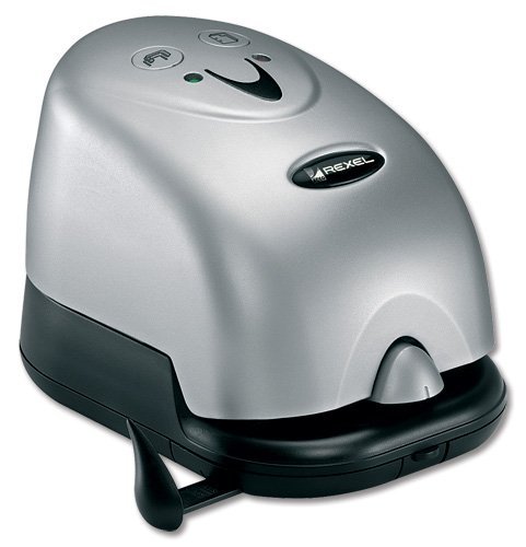 2xRexel Polaris 1420 Electric Stapler and Hole Puncher 9mm Throat Depth Black/Silver (20 Sheet Capacity)