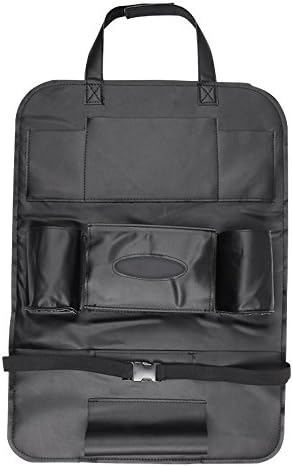 PU Leather Universal Car Seat Back Organizer, GZQES, Multi-Pocket Seat Back Storage, Travel Drink Holder, iPad, Snacks, Cans, Size 58&nbsp;x 42&nbsp;cm Black