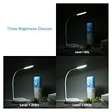 LED Schreibtischlampe HIHIGOU Dimmbare Augenschutz Leselampe 3.2W, Touch-Steuerung Farbwechsel und 3 Helligkeitsstufen, USB-Ladeanschluss 5V 1A, 360 Grad Flexibel Tischlampe Licht, weiß - 6