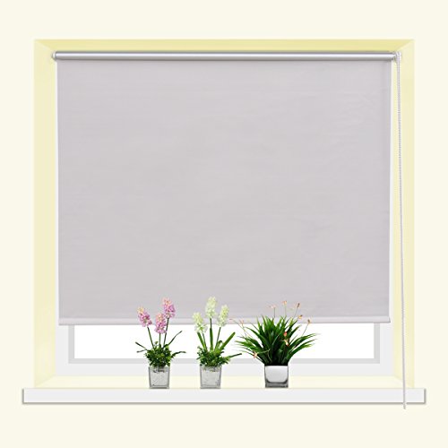 Costway Verdunkelungsrollo Fensterrollo Klemmrollo Thermorollo Seitenzugrollo Klemmfix-Rollo ohne Bohren 110x150cm Farbwahl lichtundurchlässig (Weiß)