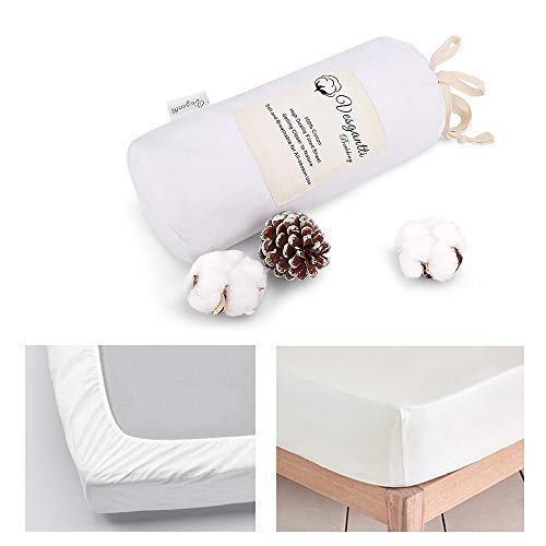 Vesgantti Sábana bajera ajustable, com mucha profundidad (hasta 35 cm), 250 hilos, 100% algodón egipcio, disponible en varios tamaños, color blanco, 4 pies doble