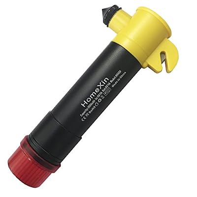 HomeXin Marteau de secours, HomeXin 6 dans 1 marteau de sûreté avec le briseur de fenêtre intégré, coupeur de ceinture de Seat, lampe-torche de LED, banque de puissance, base magnétique et lampe d'alarme Mart