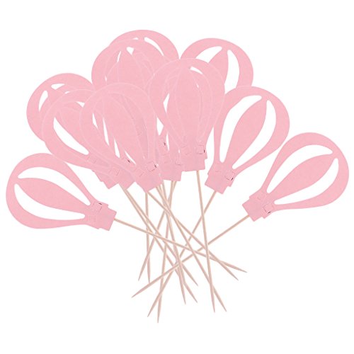 MagiDeal Holz Cupcake Picks Zahnstocher Partei Kuchen Cocktail Dekor, Heißluftballon Form, 10 Stück/Set