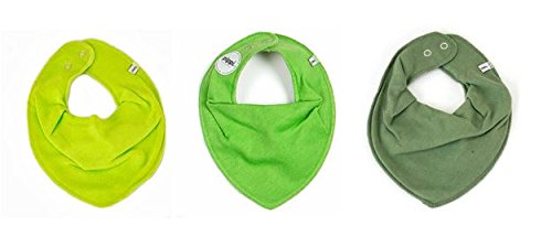 Pippi - Baby Girl's Triangular Scarf/Bib - Set of 3 - Green