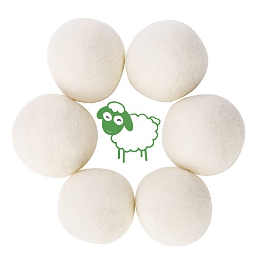 GHB 6 Stück Trocknerbälle aus 100% Schafwolle Trocknerkugeln für Wäschetrockner Wiederverwendbar natürlicher Weichspüler - 2