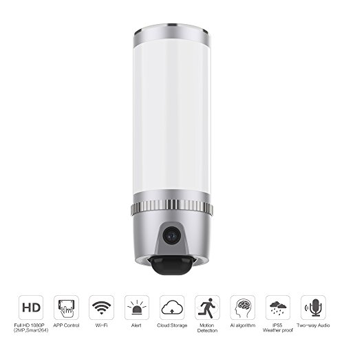 Preisvergleich Produktbild FREECAM AI Floodlight Kamera - Wandleuchte Überwachungskamera Motion-Detected HD Sicherheits-Cam-Alarm Push Integrierter Algorithmus für verdächtige Objektanalyse