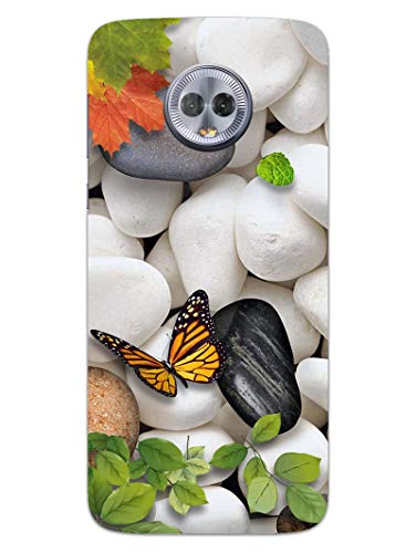 Madanyu Butterfly in White Stones Beach Lover Designer Printed Hard Back Shell Case for Moto G6