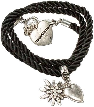 Alpenflüstern ladies wrap edelweiss bracelet black DAB02600000