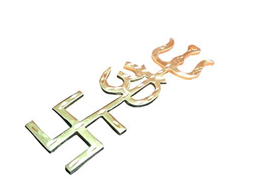 Discount4Product Tri Shakti Yantra Trishul Om y Swastik 14 cm