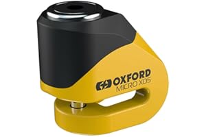 OXFORD SECURITY Oxford Scoot XD5 Scooter Brake Disc Lock 5mm Pin Vespa Motorcycle Black Yellow Free Reminder Cable (Yellow)