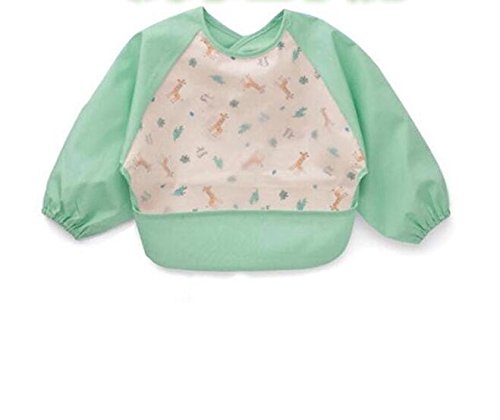Preisvergleich Produktbild Fattonny Mode Exquiste Schürzen Baby Cute Sleeved Lätzchen Cartoon wasserdichte Art Kittel Schürze (hellgrün)