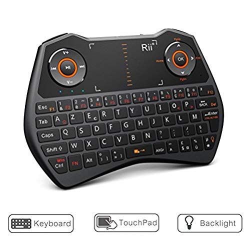 Rii Mini i28C ONE Wireless (AZERTY) - Mini Clavier Française sans Fil avec Souris Touchpad Rétro-éclairé