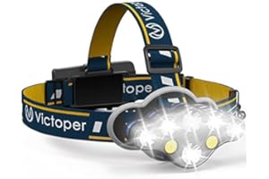 Victoper Linterna Frontal LED,Actualización 2023 18000 Lúmenes 8 Modos de Iluminación Impermeable IPX5 Frontal LED Recargable Cinta ajustable para la linterna cabeza para Camping,Amarillo