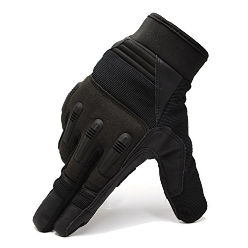 FRETOD Piel Sport Guantes de Hombre, con La Función de Pantalla Táctil, Ajustable para Actividades al Aire Libre Moto Beasball(Negro,L)
