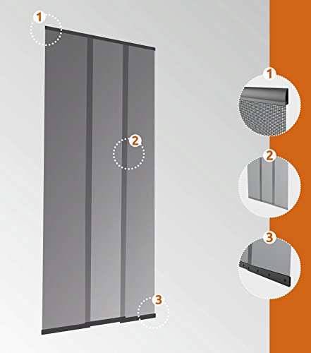 Windhager Insektenschutz PLUS Türvorhang Easy, 95 x 220cm, anthrazit / grau - 3