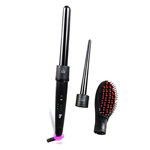 Professional Interchangeable Hair Curling Iron Roller Wand Set 3 in 1 with Hair Curler Hot Brush Hair Straightner Brush and Heat Protective Glove