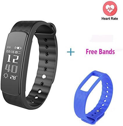Fitness Tracker Smart Bracelet i6 HR with Dynamic Heart Rate Monitor IP67 Waterproof Remote Camera Sleep Monitor Sports Pedometer for Android and iOS phone (Black)