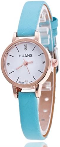 Wristwatch Hmeng Lady Analg Quartz Genuine PU Leather Strap Classic Round Watch (Sky Blue)