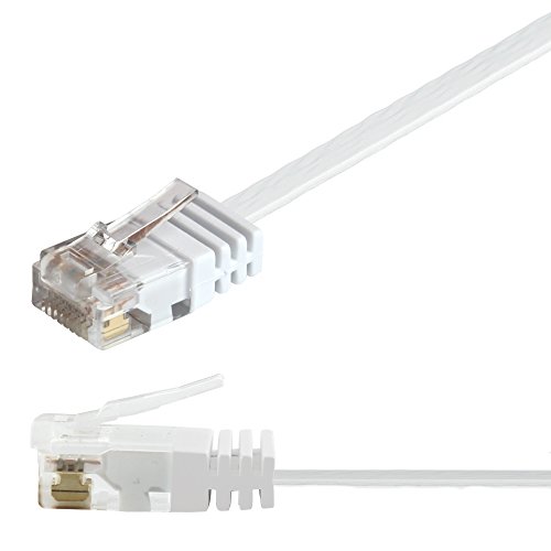 Ligawo 1014119.0 Patchkabel Netzwerkkabel Cat6 Flexibel Slim Design Flachkabel (20m) weiß