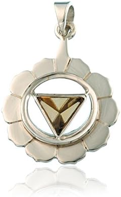 Chakra jewelry pendants solar plexus Manipura 20 mm, 925 sterling silver with gemstone citrine tetrahedron, stone jewellery