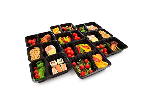 |10 pack| 2 fach Meal Prep Container. Frischhaltedosen Bento-Box Set mit Deckel. Spülmaschine, Mikrowelle, Gefrierschrank safe. BPA-frei Frishchalteboxen aus Kunststoff mit Trennwände [0.8L] - 2