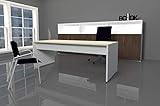 Mesa oficina con faldón de 200x80cm color de la estructura blanco, color de la tapa maple.