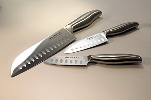 Messer Küchenmesser Set 3-teilig – Santoku Klinge – Eis gehärtet – Edelstahl – scharf und schön (3-teilig, Santoku) - 7