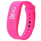 Kanpola Digital LED Armband Herren Damen Gummi LED Uhren Datum Sport Armband Digital Armbanduhr (Pink)