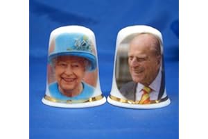 BIRCHCROFT CHINA Birchcroft Porcelain China Collectable Thimble - Pair of H M Queen & Prince Philip