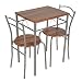 Produktbild ts-ideen 3er Set Essgruppe Esstisch Küchentisch Tisch Stühle platzsparend Alugestell in Silber und Nussbaum-Optik 59 x 44 cm für die Küche Esszimmer Studentenwohnung