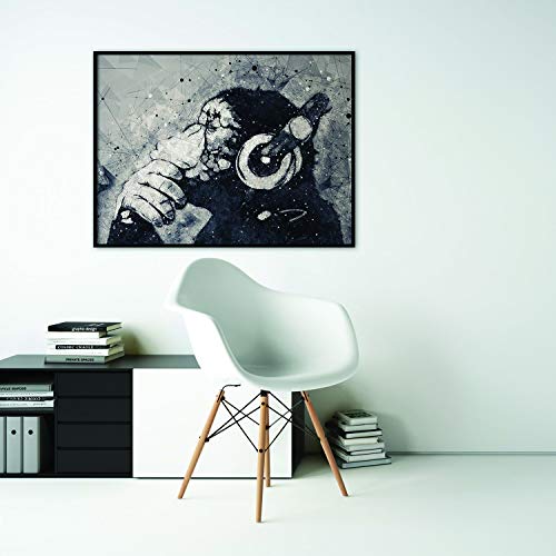 Decords Thinking Monkey Headphone Art Poster Art Poster - Banksy on Wall Street Graffiti Print - Imprimé Cheeky Cool Music Pop Nursery DJ Décor Papier-Cadeau