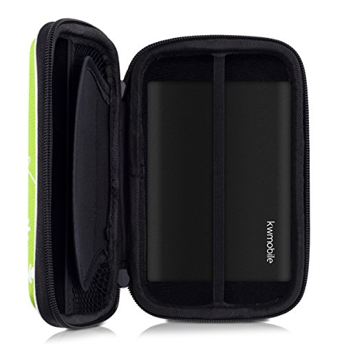 kwmobile Hardcase Tasche Hülle für externe Festplatten (2,5″) mit Ranken Swirl Design – Schutzhülle in Weiß Hellgrün - 3