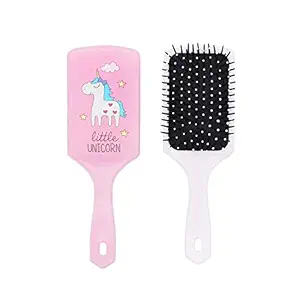 HANNEA Hair Brush, Pink Unicorn Hair Brush with Ball-tipped Nylon Bristle & Air Cushion Anti Static No Frizz Comb for Women Girls Thick Wet Damaged Curly Long Hair Volume Massage, Detangler Brush