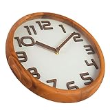 XJYA Wanduhr aus massivem Holz 3D Stereo groß Wohnzimmer Runden Stumm Hölzerne Wanduhr 12 Zoll Modern Lautlos Wanduhr ohne Ticken,B