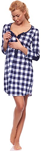 Italian Fashion IF Women Maternity Nightdress Zyta 0111 (Dark Blue/White, M)