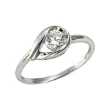 Jacques Lemans Damen Ring 375/- Gold Glänzend Zirkonia Silbergrau 490370024