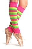 Talla unica (47 cm) Yellow, Green & Pink Neon Stripes Dance/Ballet Leg Warmers - Leg Warmers - Multicolor Calentadores moda Talla unica (47 cm)