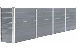 vidaXL Jardinière Pot de Fleurs Bac à Plante Pot de Plante Bac de Fleurs Légumes Herbes Jardin Extérieur 320x40x77 cm Acier Galvanisé Gris