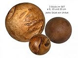 Nummer der sachen: 1 casamia Wurzelholz-Kugel-Set Teakholz 3 Stück Ø 8, 10 und 20 cm, vollmassiv, One Size