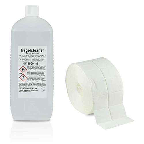 Nagel Cleaner 1000ml+Zelletten 2x500 Tupfer-Nagel-Reiniger in Studioqualität zum reinigen und entfetten