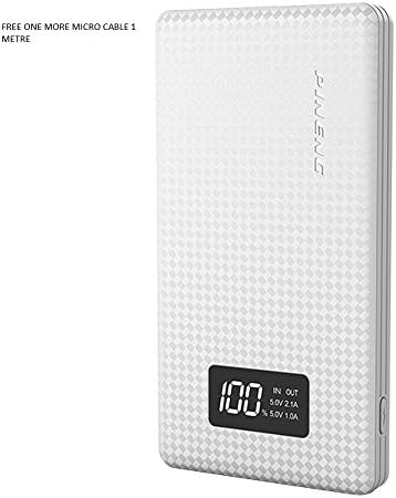 PINENG 6000mAh Portable Charger External Battery Power Bank with 2 USB Outputs LED Indicator For iPhone, iPad and Samsung Galaxy Smart Phones and More ( White ) Withe Extra 1M micro Cable