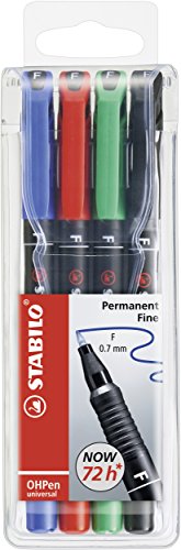 STABILO 842/4 Folienstift Pen F Etui 4er-Set