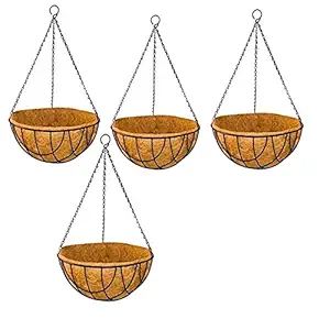 Sparkenzy Coir Hanging Basket | 10 inch | 4 Piece | Rust Resistant | Thick Finest Coir Fiber