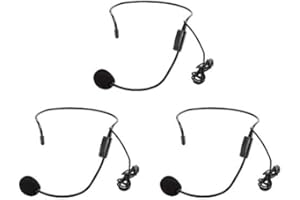 TOPIKY Przenośny głośnik wzmacniacz głosu, 3 szt. mini 3,5 mm przewodowy zestaw słuchawkowy montowany na głowie mikrofon kondensator dla nauczycieli, przewodników turystycznych, trampków