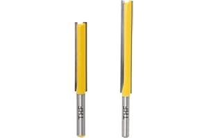 TXHF 2pcs Extra Long Straight Router Bit, 1/4 Shank 2" & 3" Long Cutting Trimming Cutter for Woodworking