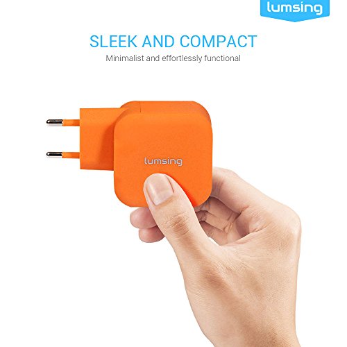 Lumsing USB Schnellladegerät Quick Charge 2 Port-Ladegerät, 20W QC2.0 Dual USB Port Reise-Ladegerät für iPhone, Samsung Galaxy S5/ S6, Hinweis 4 /5 ,Google Nexus 6, Sony Xperia Z3 /Z4 Tablet Orange - 5